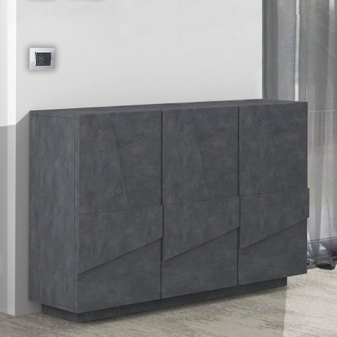 Moderne Anrichte für den Eingangsbereich, 121 cm, Sideboard mit 3 Türen Ping Ardesia M Aktion