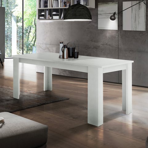 Ausziehbarer Esstisch aus weißem Holz 140-190x90cm Wohnzimmer Esszimmer Jesi Hout Aktion