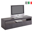 Designer TV-Schrank antrazit Wohnzimmer 130cm 2 Fächer 1 Tür Burrata City Verkauf