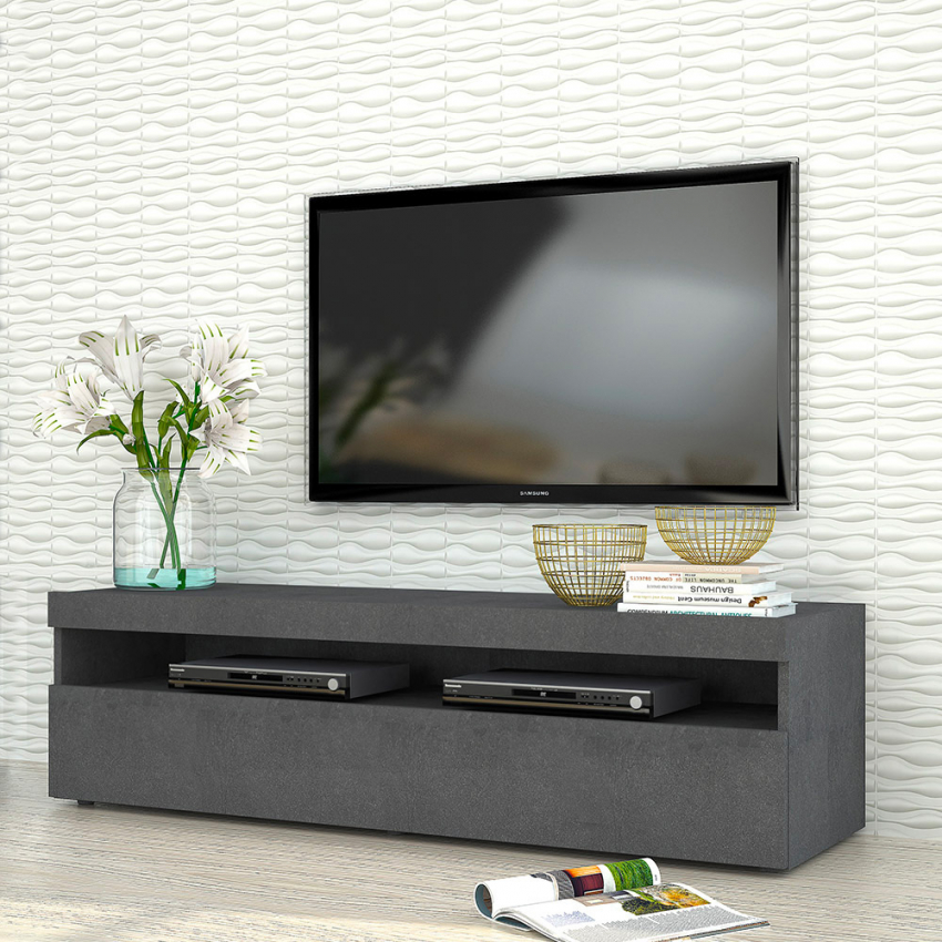 Designer TV-Schrank antrazit Wohnzimmer 130cm 2 Fächer 1 Tür Burrata City Aktion Designer TV-Schrank antrazit Wohnzimmer 130cm 2 Fächer 1 Tür Burrata City Aktion