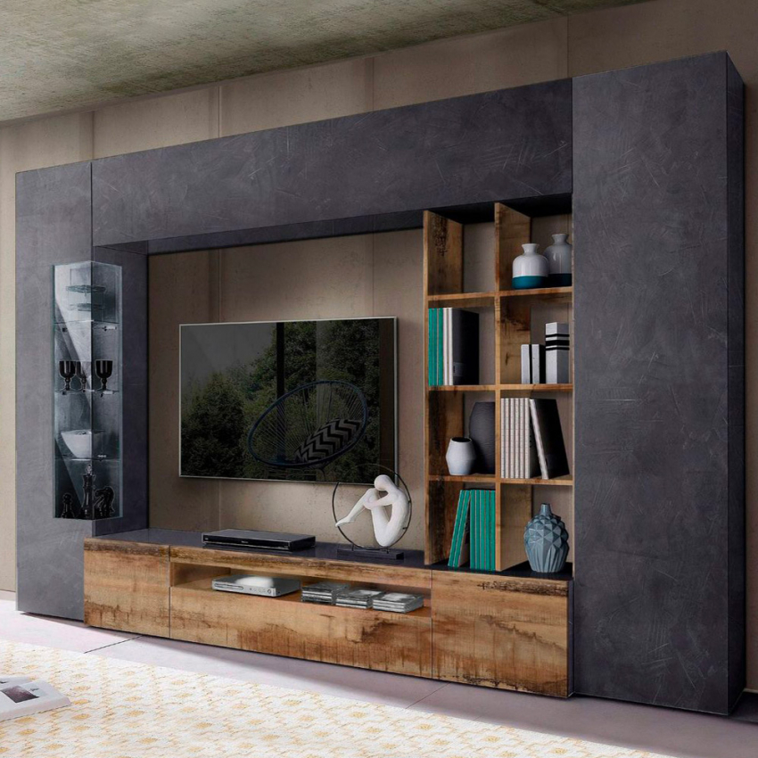 Wohnwand Ardesia Holz TV-Schrank Vitrine Hängeschrank Säule Egypt Oban Aktion Wohnwand Ardesia Holz TV-Schrank Vitrine Hängeschrank Säule Egypt Oban Aktion