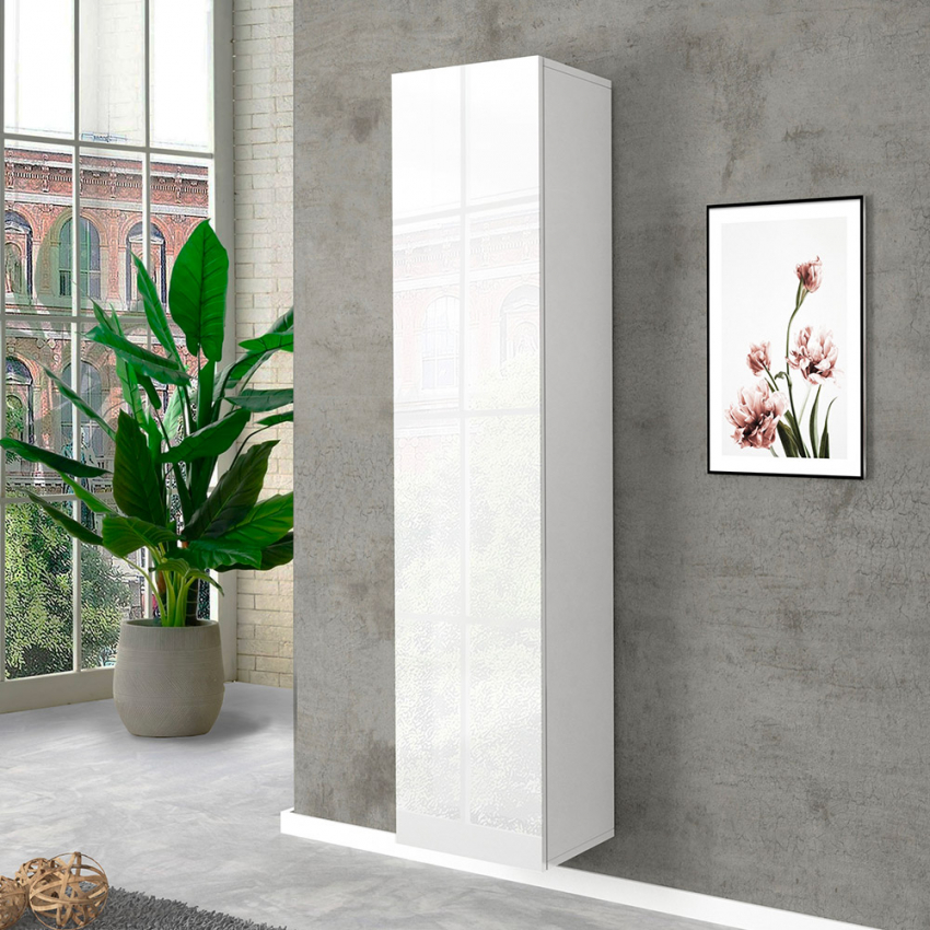 Design-Garderobenschrank für den Eingangsbereich mit 5 Fächern in Hochglanz Weiß Joy Wardrobe Aktion Design-Garderobenschrank für den Eingangsbereich mit 5 Fächern in Hochglanz Weiß Joy Wardrobe Aktion