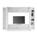 Wohnwand Joy Ledge - Weiß Hochglanz mit TV-Schrank und Hängeschrank mit Glasvitrine Sales