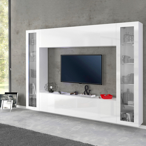 Wandmontierter Wohnzimmer-TV-Ständer 2 Vitrinen Joy Frame Aktion