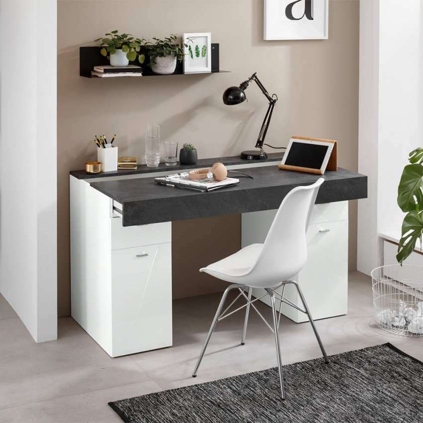 Büroschreibtisch 130x60cm platzsparend mit verschiebbarer Tischplatte Sliding L Ardesia Aktion Büroschreibtisch 130x60cm platzsparend mit verschiebbarer Tischplatte Sliding L Ardesia Aktion