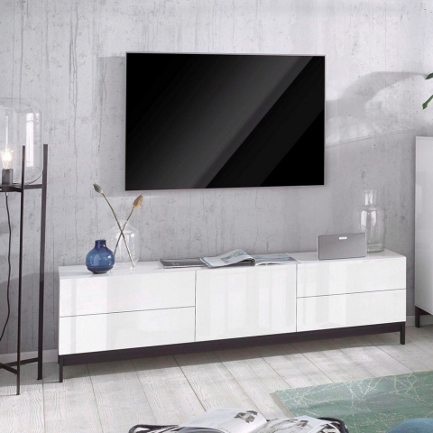 TV-Schrank 170cm, 4 Schubladen, weiße Hochglanzoberfläche, Metis Living Up Aktion