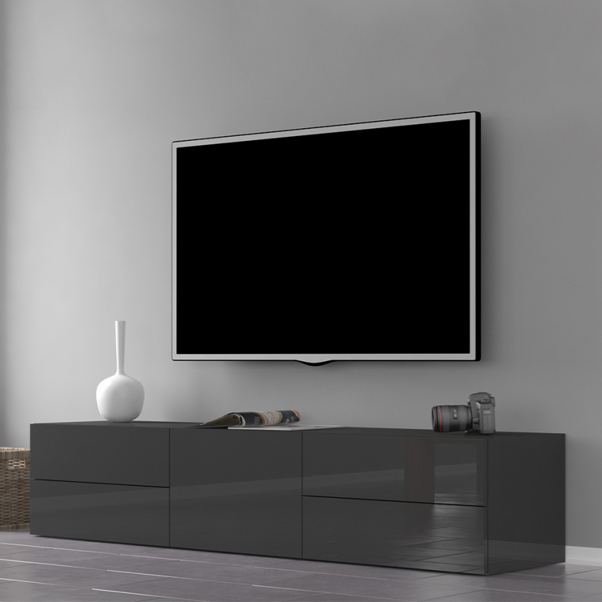 TV-Unterschrank Metis Living Report, hochglanz anthrazit, 170 cm, 4 Schubladen, Tür Aktion TV-Unterschrank Metis Living Report, hochglanz anthrazit, 170 cm, 4 Schubladen, Tür Aktion
