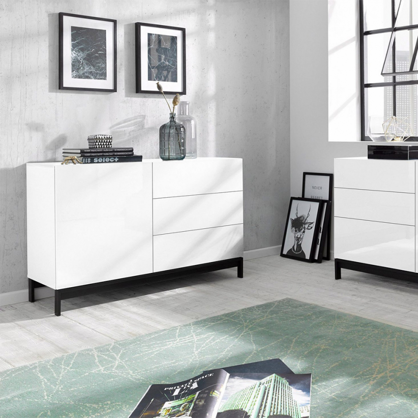 Sideboard Wohnzimmerschrank 110cm mit Tür und 3 Schubladen in Hochglanz Weiß Metis Up Three Aktion Sideboard Wohnzimmerschrank 110cm mit Tür und 3 Schubladen in Hochglanz Weiß Metis Up Three Aktion
