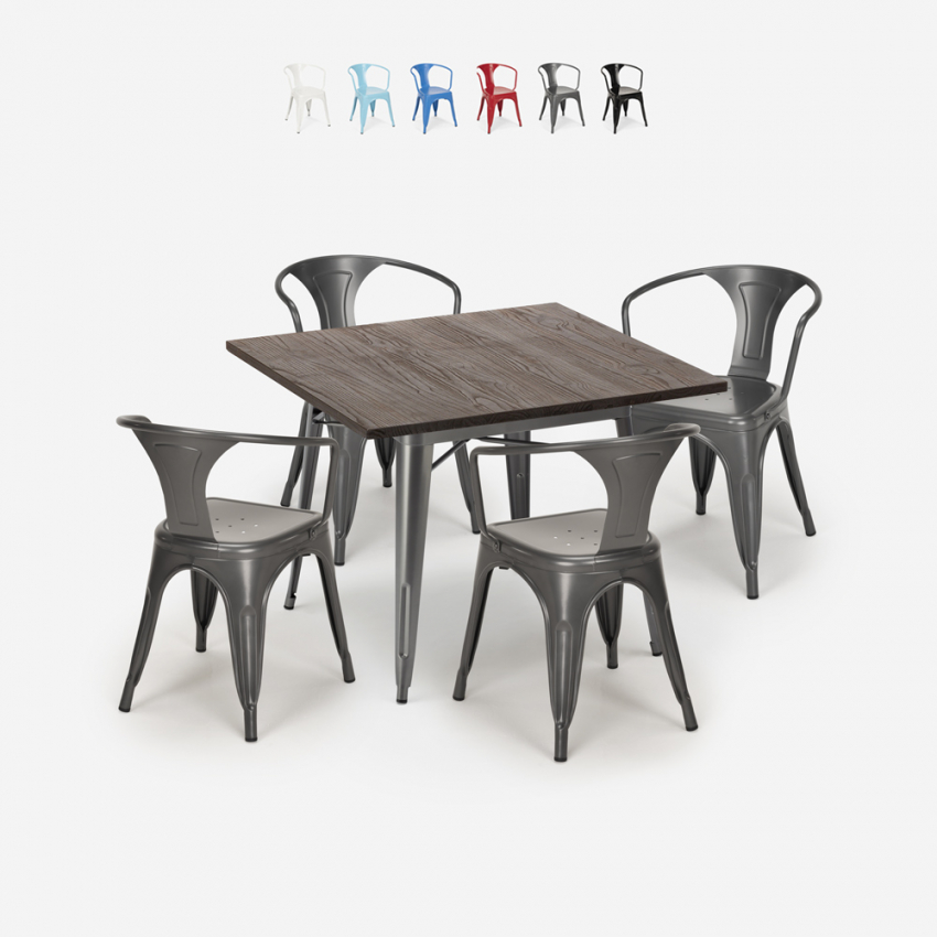 set tisch 80x80cm 4 stühle stil im industrie-design küche bar hustle Rabatte set tisch 80x80cm 4 stühle stil im industrie-design küche bar hustle Rabatte