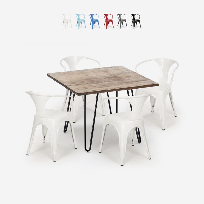 set tisch 80x80cm 4 stühle industrie design stil küche bar reims Verkauf set tisch 80x80cm 4 stühle industrie design stil küche bar reims Verkauf