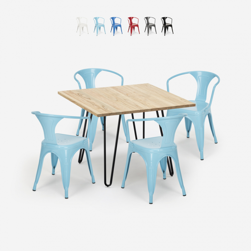 set tisch 80x80cm 4 stühle stil industriedesign bar küche reims light Verkauf set tisch 80x80cm 4 stühle stil industriedesign bar küche reims light Verkauf