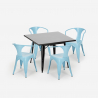 set tisch 80x80cm schwarz 4 stühle industriestil küche century black Modell