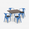 set tisch 80x80cm 4 stühle industriestil küche holz metall hustle wood white Maße