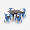  set tisch 80x80cm 4 stühle küche holz metall industrie stil hustle wood black Maße