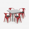 set tisch 80x80cm 4 stühle industriestil küche metall century wood 