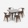 set tisch 80x80cm 4 stühle schwarz industriestil century wood black Modell