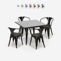 set tisch 80x80cm 4 stühle schwarz industriestil century wood black Katalog