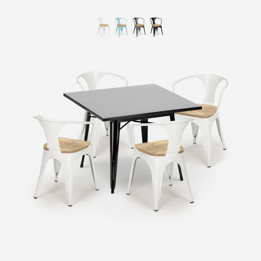 set tisch 80x80cm schwarz 4 stühle küche metall century black top light Angebot set tisch 80x80cm schwarz 4 stühle küche metall century black top light Angebot