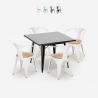 set tisch 80x80cm schwarz 4 stühle küche metall century black top light Angebot