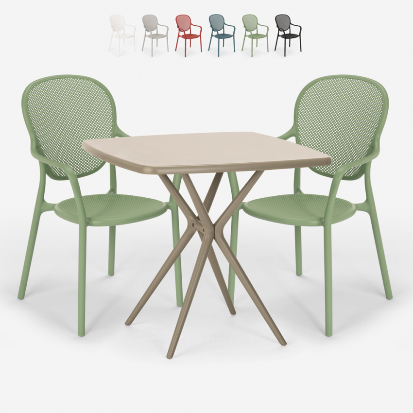 Set 2 Stühle quadratischer Tisch 70x70cm beige indoor outdoor design Lavett Katalog Set 2 Stühle quadratischer Tisch 70x70cm beige indoor outdoor design Lavett Katalog