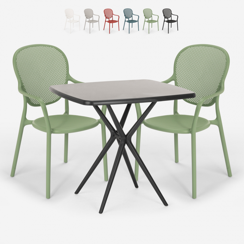 Set Tisch 70x70cm 2 Stühle schwarz für Innen und Außen Lavett Dark Katalog Set Tisch 70x70cm 2 Stühle schwarz für Innen und Außen Lavett Dark Katalog