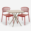 Set Tisch 70x70cm beige 2 Stühle für drinnen und draußen Design Magus Auswahl