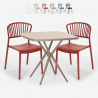 Set Tisch 70x70cm beige 2 Stühle für drinnen und draußen Design Magus Aktion