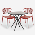 Set 2 Stühle quadratischer Tisch 70x70cm schwarz Außen Design Magus Dark Preis