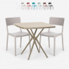 Set 2 Stühle quadratischer Tisch 70x70cm beige Polypropylen Design Regas Lagerbestand
