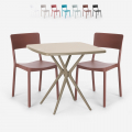 Set 2 Stühle quadratischer Tisch 70x70cm beige Polypropylen Design Regas Aktion