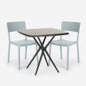 Set Quadratischer Tisch 70x70cm schwarz 2 Stühle Outdoor Design Regas Dark 