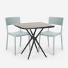 Set Quadratischer Tisch 70x70cm schwarz 2 Stühle Outdoor Design Regas Dark 