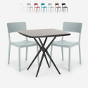 Set Quadratischer Tisch 70x70cm schwarz 2 Stühle Outdoor Design Regas Dark Kosten