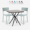 Set Quadratischer Tisch 70x70cm schwarz 2 Stühle Outdoor Design Regas Dark Kosten
