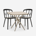 Set 2 Stühle Design Polypropylen quadratischen Tisch 70x70cm beige Saiku Katalog