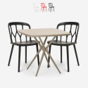 Set 2 Stühle Design Polypropylen quadratischen Tisch 70x70cm beige Saiku Verkauf