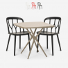 Set 2 Stühle Design Polypropylen quadratischen Tisch 70x70cm beige Saiku Verkauf