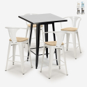 set 60x60cm schwarz tisch 4 hocker industriell bucket black top light Sales