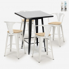 set 60x60cm schwarz tisch 4 hocker industriell bucket black top light Sales