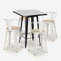 set 60x60cm schwarz tisch 4 hocker industriell bucket black top light Modell