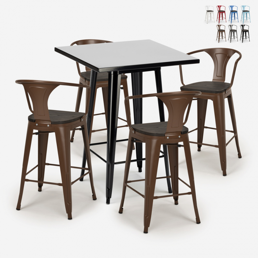 set 60x60cm hoher tisch 4 hocker holz metall bucket wood black Katalog set 60x60cm hoher tisch 4 hocker holz metall bucket wood black Katalog