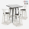 set hoher tisch 60x60cm 4 hocker  holz metall bucket wood Aktion