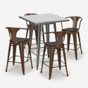 set hoher tisch 60x60cm 4 hocker  holz metall bucket wood Kosten