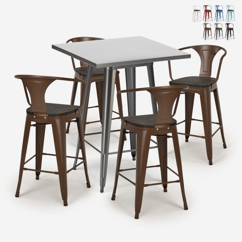 set hoher tisch 60x60cm 4 hocker holz metall bucket wood Rabatte set hoher tisch 60x60cm 4 hocker holz metall bucket wood Rabatte