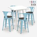 set 4 hocker hoch tisch 60x60cm aus metall bucket wood white Aktion