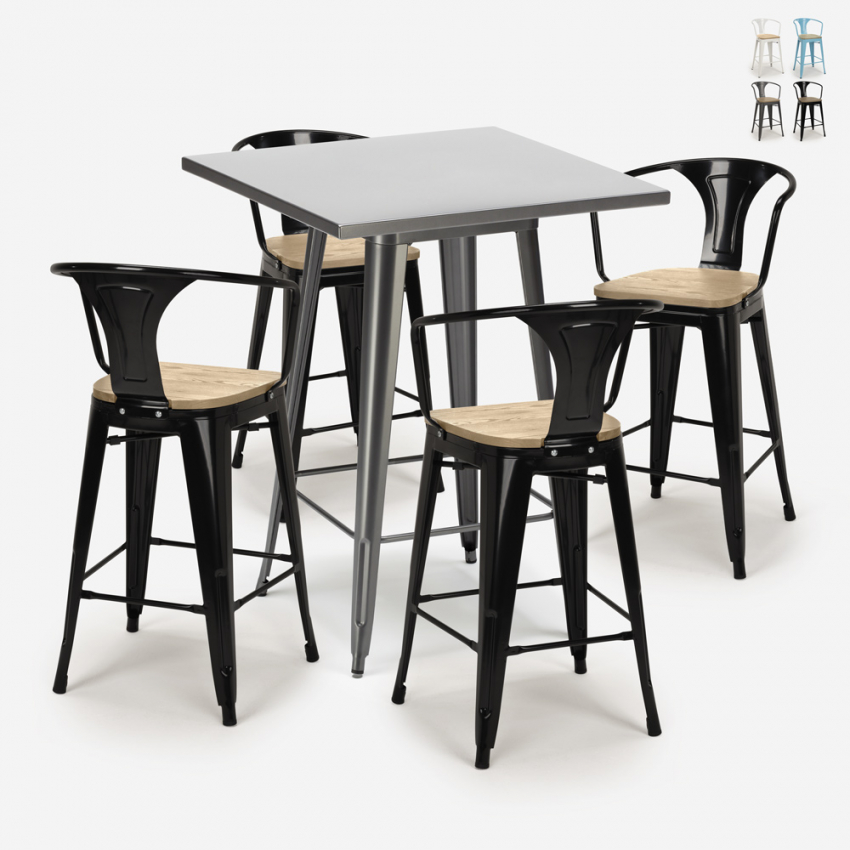 set tisch 60x60cm 4 hocker industrie küche bar bucket top light Aktion set tisch 60x60cm 4 hocker industrie küche bar bucket top light Aktion