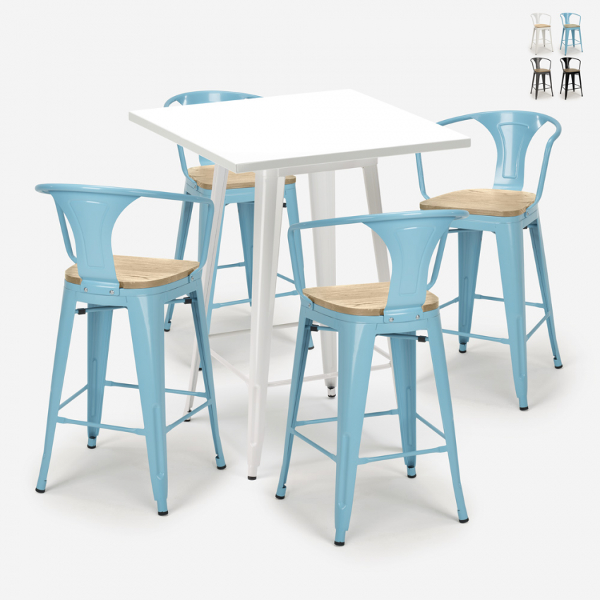 set metall tisch 60x60cm weiß 4 hocker bucket white top light Verkauf set metall tisch 60x60cm weiß 4 hocker bucket white top light Verkauf