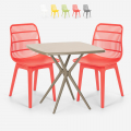 Set 2 Stühle quadratischer Tisch beige 70x70cm Polypropylen Design Cevis Aktion