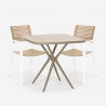 Set quadratischen Tisch 70x70cm beige 2 Stühle Polypropylen für Außen Clue Sales