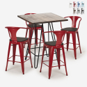  set tisch 60x60cm 4 hocker im industrie stil holz metal mason noix wood Lagerbestand